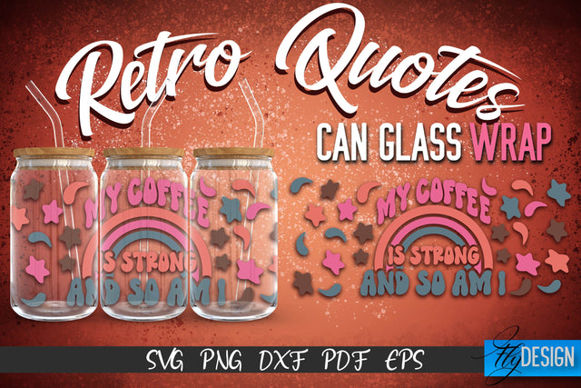 Glass Can Wrap SVG | Retro Wrap SVG | Glass Can Wrap SVG | Retro Glass Can | Wrap Template | 16 oz glass can wrap | Beer Can Glass Wrap SVG Fly Design 