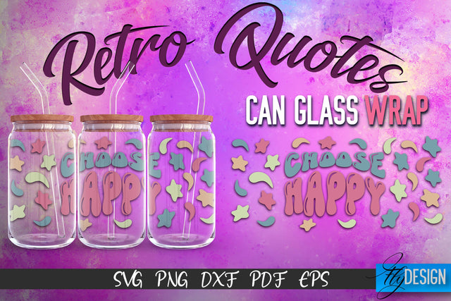 Glass Can Wrap SVG | Retro Wrap SVG | Glass Can Wrap SVG | Retro Glass Can | Wrap Template | 16 oz glass can wrap | Beer Can Glass Wrap SVG Fly Design 