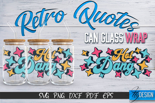 Glass Can Wrap SVG | Retro Wrap SVG | Glass Can Wrap SVG | Retro Glass Can | Wrap Template | 16 oz glass can wrap | Beer Can Glass Wrap SVG Fly Design 
