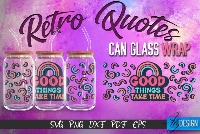 Glass Can Wrap SVG | Retro Wrap SVG | Glass Can Wrap SVG | Retro Glass Can | Wrap Template | 16 oz glass can wrap | Beer Can Glass Wrap SVG Fly Design 