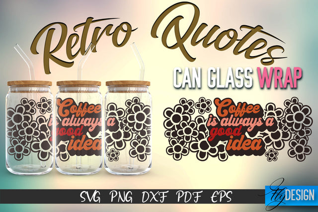 Glass Can Wrap SVG | Retro Wrap SVG | Glass Can Wrap SVG | Retro Glass Can | Wrap Template | 16 oz glass can wrap | Beer Can Glass Wrap SVG Fly Design 