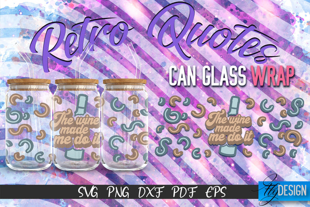 Glass Can Wrap SVG | Retro Wrap SVG | Glass Can Wrap SVG | Retro Glass Can | Wrap Template | 16 oz glass can wrap | Beer Can Glass Wrap SVG Fly Design 