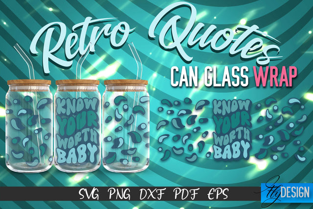 Glass Can Wrap SVG | Retro Wrap SVG | Glass Can Wrap SVG | Retro Glass Can | Wrap Template | 16 oz glass can wrap | Beer Can Glass Wrap SVG Fly Design 