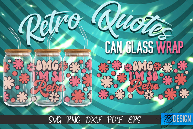 Glass Can Wrap SVG | Retro Wrap SVG | Glass Can Wrap SVG | Retro Glass Can | Wrap Template | 16 oz glass can wrap | Beer Can Glass Wrap SVG Fly Design 