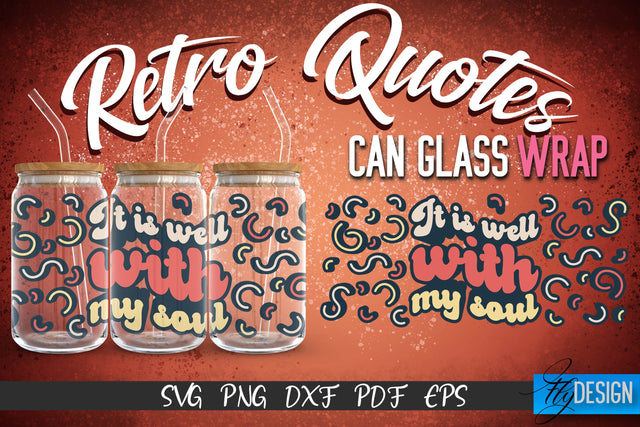 Glass Can Wrap SVG | Retro Wrap SVG | Glass Can Wrap SVG | Retro Glass Can | Wrap Template | 16 oz glass can wrap | Beer Can Glass Wrap SVG Fly Design 