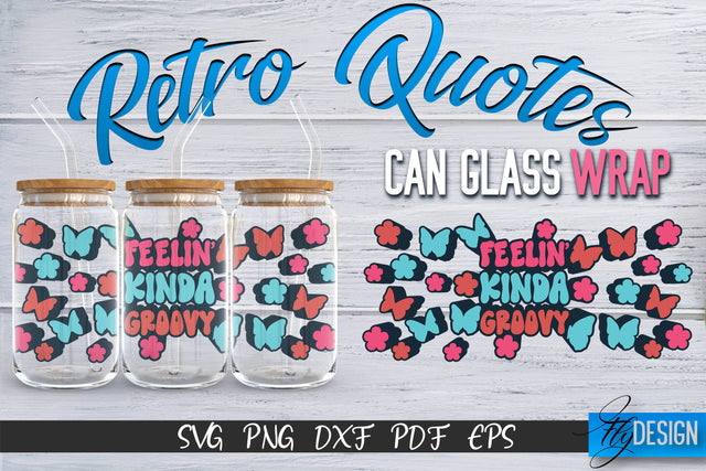 Glass Can Wrap SVG | Retro Wrap SVG | Glass Can Wrap SVG | Retro Glass Can | Wrap Template | 16 oz glass can wrap | Beer Can Glass Wrap SVG Fly Design 
