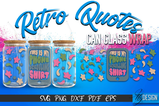 Glass Can Wrap SVG | Retro Wrap SVG | Glass Can Wrap SVG | Retro Glass Can | Wrap Template | 16 oz glass can wrap | Beer Can Glass Wrap SVG Fly Design 