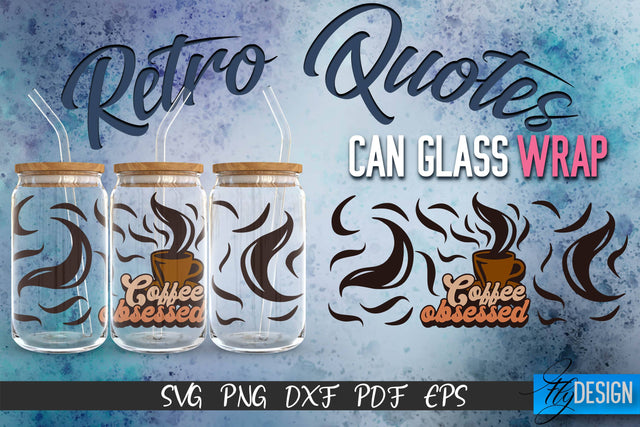 Glass Can Wrap SVG | Retro Wrap SVG | Glass Can Wrap SVG | Retro Glass Can | Wrap Template | 16 oz glass can wrap | Beer Can Glass Wrap SVG Fly Design 