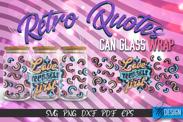 Glass Can Wrap SVG | Retro Wrap SVG | Glass Can Wrap SVG | Retro Glass Can | Wrap Template | 16 oz glass can wrap | Beer Can Glass Wrap SVG Fly Design 