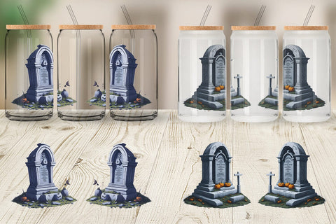 Glass Can Wrap Tombstone Halloween Sublimation artnoy 