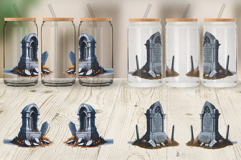 Glass Can Wrap Tombstone Halloween Sublimation artnoy 
