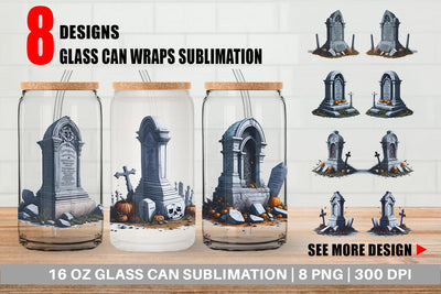 Glass Can Wrap Tombstone Halloween Sublimation artnoy 