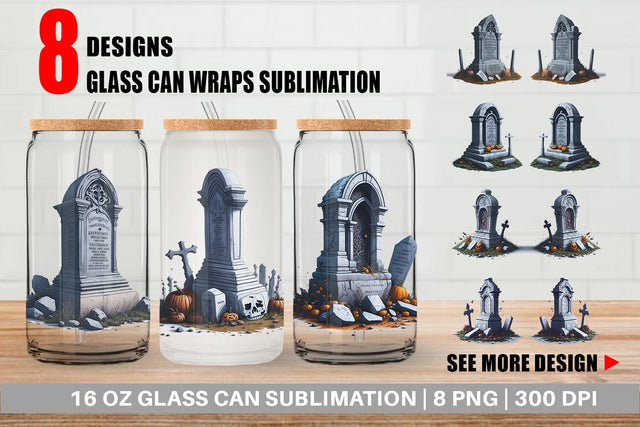 Glass Can Wrap Tombstone Halloween Sublimation artnoy 