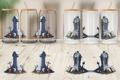 Glass Can Wrap Tombstone Halloween Sublimation artnoy 