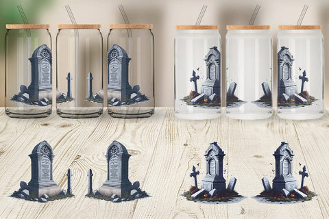 Glass Can Wrap Tombstone Halloween Sublimation artnoy 