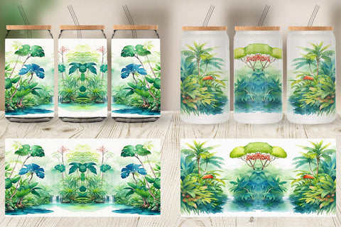 Glass Can Wrap Tropical rainforests Sublimation artnoy 