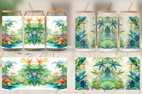 Glass Can Wrap Tropical rainforests Sublimation artnoy 