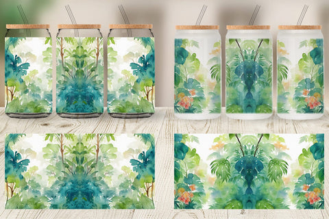 Glass Can Wrap Tropical rainforests Sublimation artnoy 