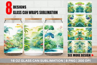 Glass Can Wrap Tropical rainforests Sublimation artnoy 