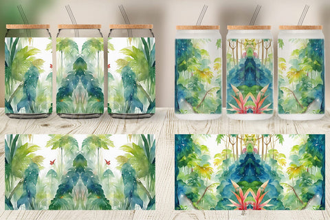 Glass Can Wrap Tropical rainforests Sublimation artnoy 