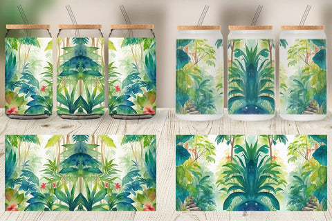 Glass Can Wrap Tropical rainforests Sublimation artnoy 