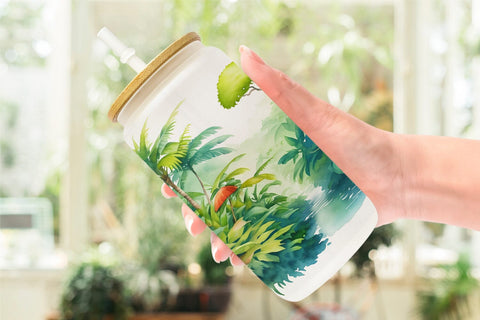 Glass Can Wrap Tropical rainforests Sublimation artnoy 