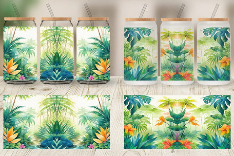 Glass Can Wrap Tropical rainforests Sublimation artnoy 