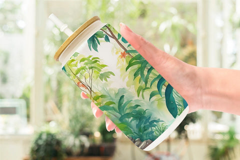 Glass Can Wrap Tropical rainforests Sublimation artnoy 