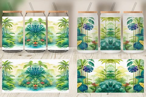 Glass Can Wrap Tropical rainforests Sublimation artnoy 