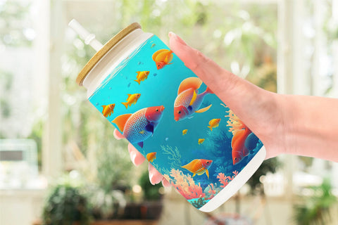 Glass Can Wrap Underwater Tropical Fish Sublimation artnoy 