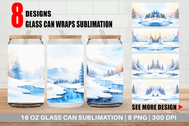 Glass Can Wrap Winter Landscape Sublimation artnoy 