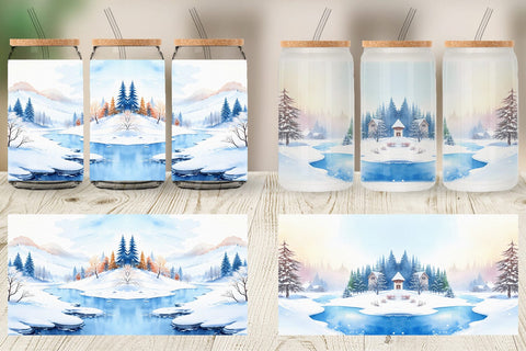 Glass Can Wrap Winter Landscape Sublimation artnoy 