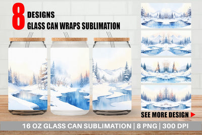 Glass Can Wrap Winter Landscape Sublimation artnoy 