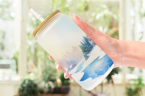 Glass Can Wrap Winter Landscape Sublimation artnoy 