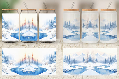 Glass Can Wrap Winter Landscape Sublimation artnoy 
