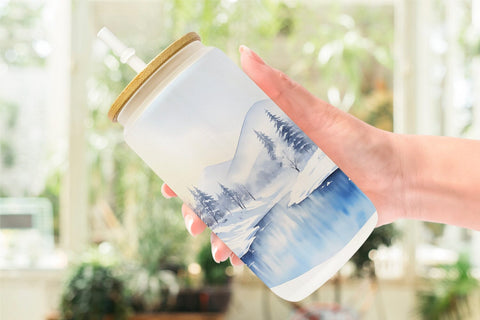 Glass Can Wrap Winter Landscape Sublimation artnoy 