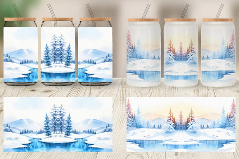Glass Can Wrap Winter Landscape Sublimation artnoy 