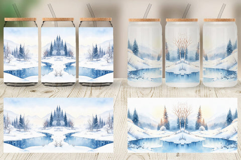 Glass Can Wrap Winter Landscape Sublimation artnoy 