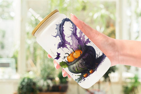 Glass Can Wrap Witch's Cauldron Halloween Sublimation artnoy 