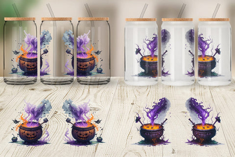 Glass Can Wrap Witch's Cauldron Halloween Sublimation artnoy 