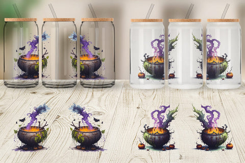 Glass Can Wrap Witch's Cauldron Halloween Sublimation artnoy 