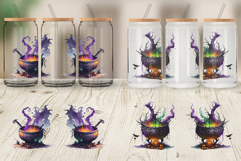 Glass Can Wrap Witch's Cauldron Halloween Sublimation artnoy 