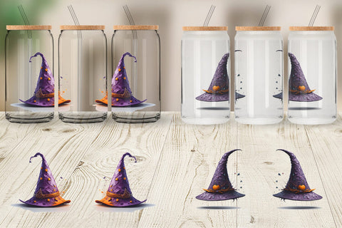 Glass Can Wrap Witch's Hat Halloween Sublimation artnoy 