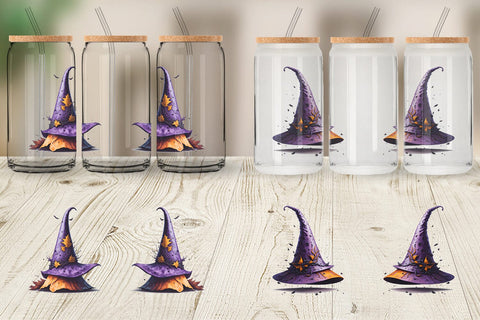 Glass Can Wrap Witch's Hat Halloween Sublimation artnoy 