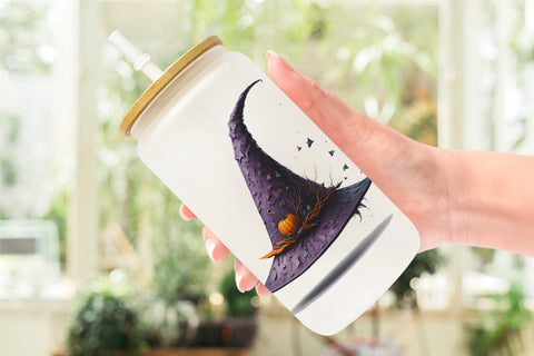 Glass Can Wrap Witch's Hat Halloween Sublimation artnoy 