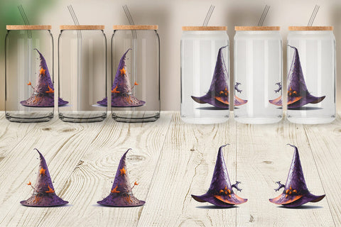 Glass Can Wrap Witch's Hat Halloween Sublimation artnoy 