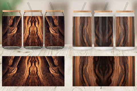 Glass Can Wrap Wood Texture Sublimation artnoy 