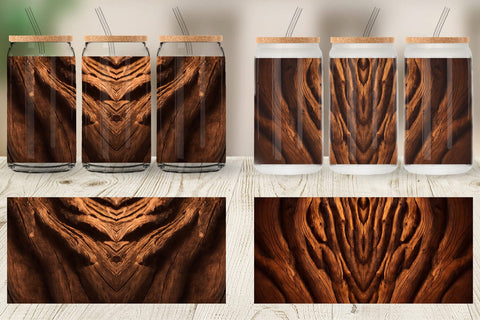 Glass Can Wrap Wood Texture Sublimation artnoy 