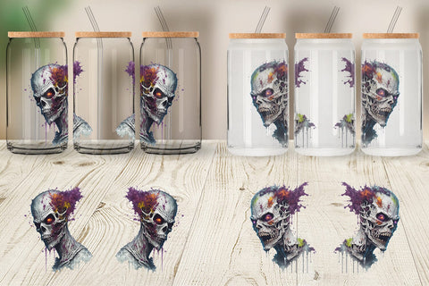 Glass Can Wrap Zombie Halloween Sublimation artnoy 