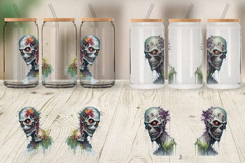Glass Can Wrap Zombie Halloween Sublimation artnoy 